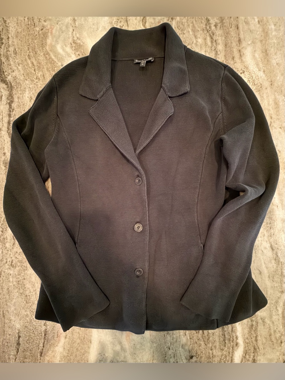 EILEEN FISHER KNIT TEXTURED BLAZER 80% SILK AND COTTON BLEND MEDIUM